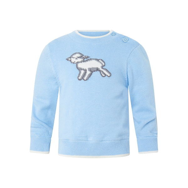 Lamb Intarsia Sweater, Blue