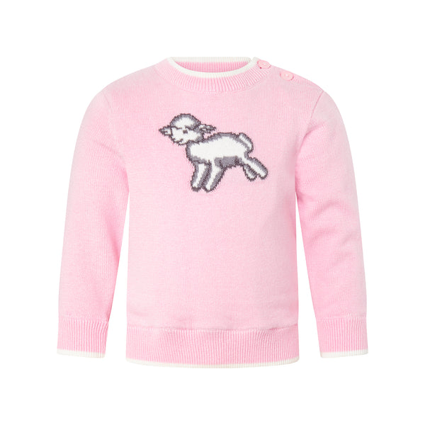 Lamb Intarsia Sweater, Pink