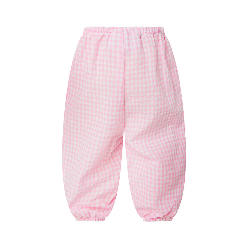 Pink Gingham Pull-on Trousers