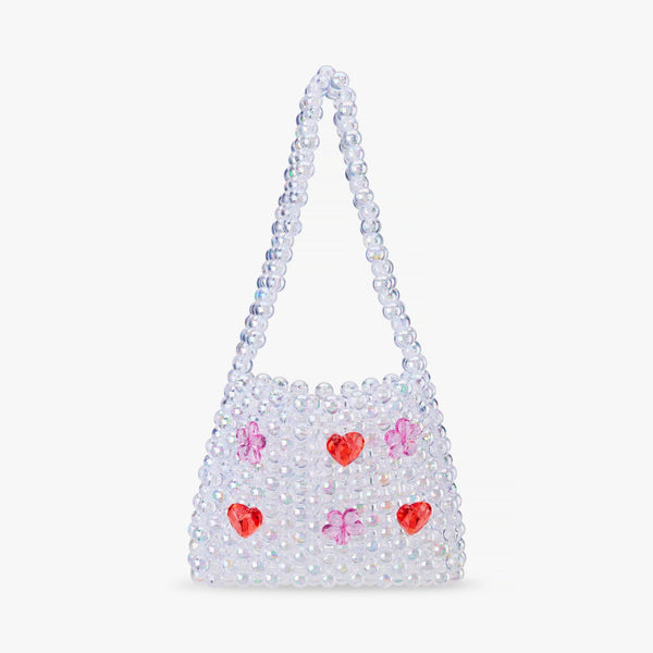 Iridescent Beaded Heart Gem Bag