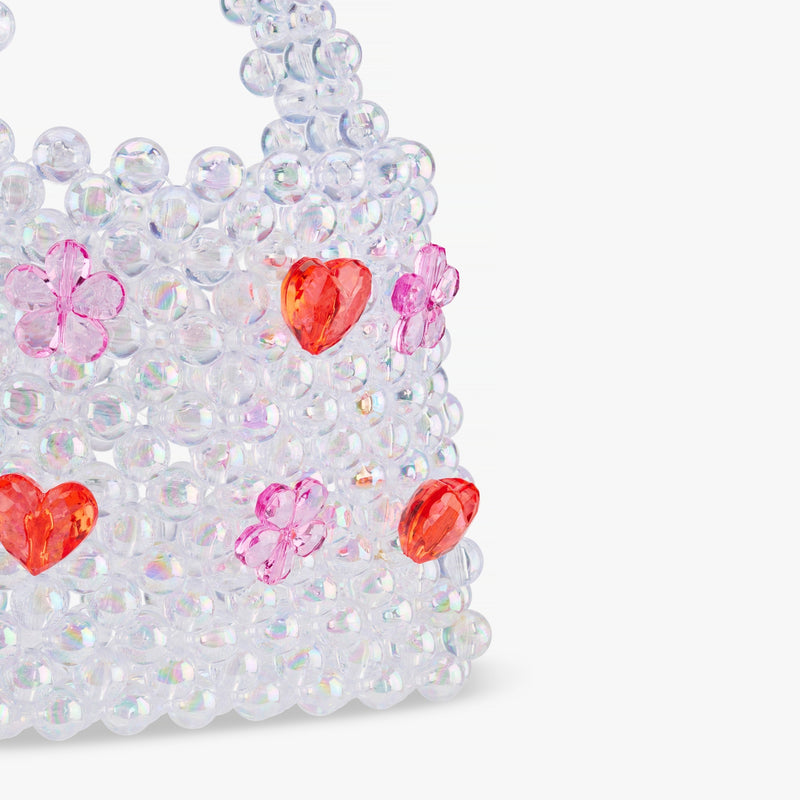 Iridescent Beaded Heart Gem Bag