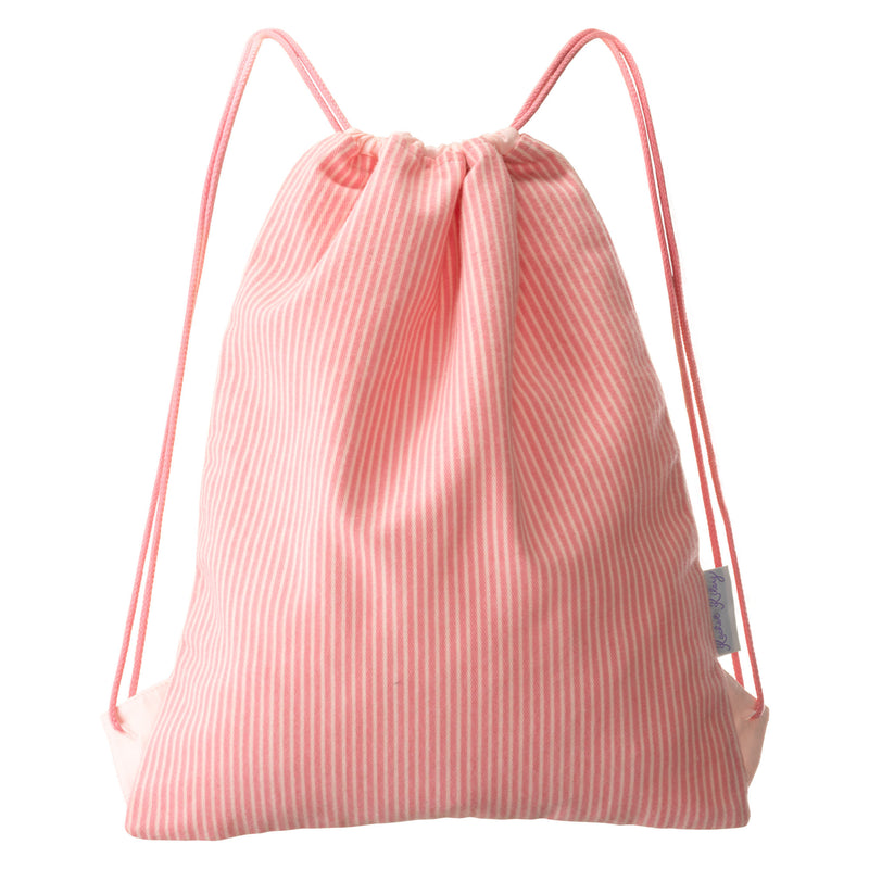 Personalised Pink Stripe Drawstring Bag