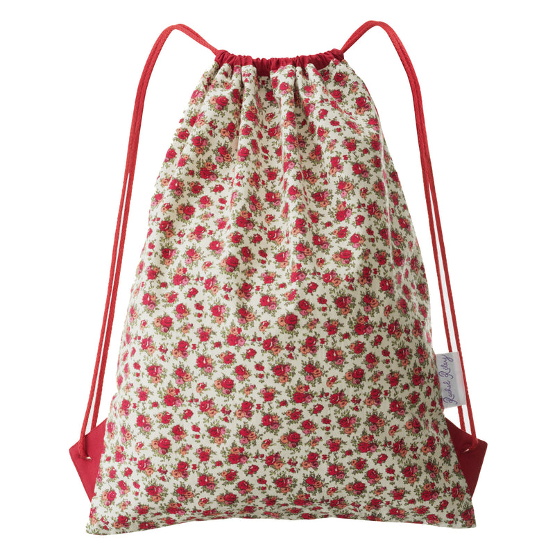 Personalised Red Floral Drawstring Bag