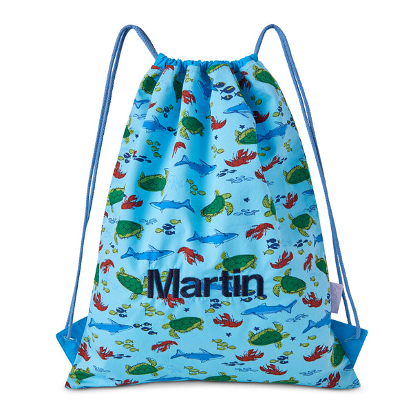 Personalised Ocean Life Drawstring Bag