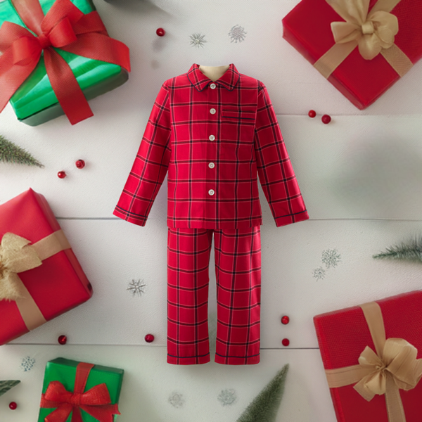 Red Tartan Check Flannel Classic Pyjamas