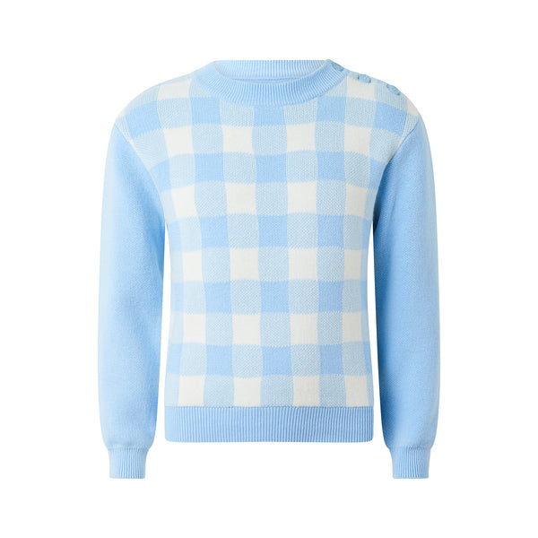 Blue Gingham Sweater