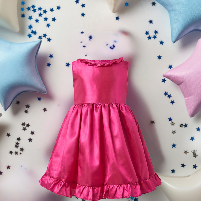 Pink Taffeta Frill Dress