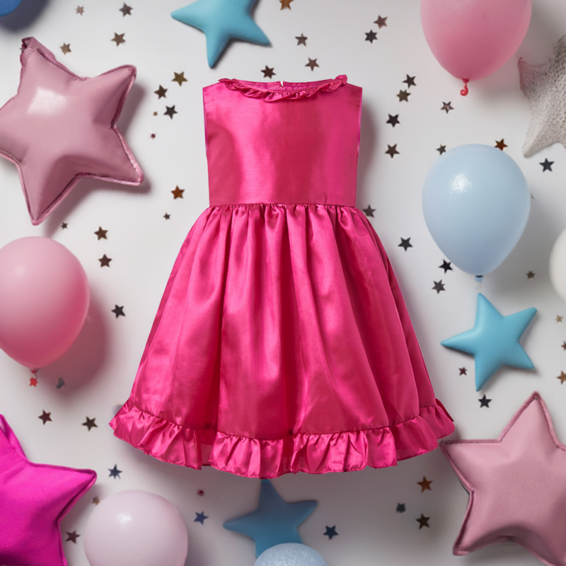 Pink Taffeta Frill Dress