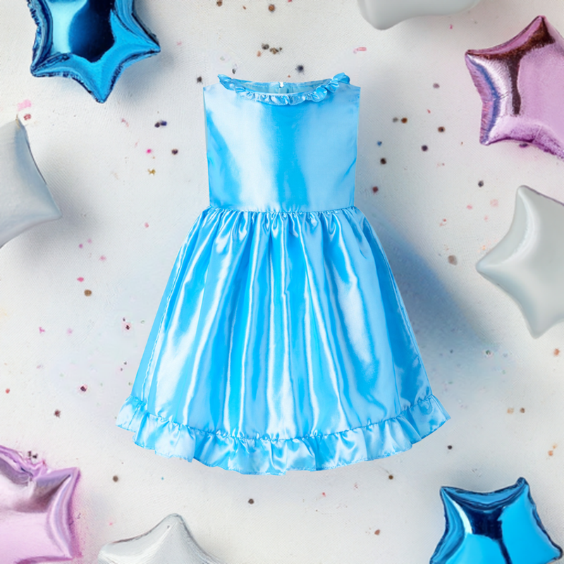 Blue Taffeta Frill Dress