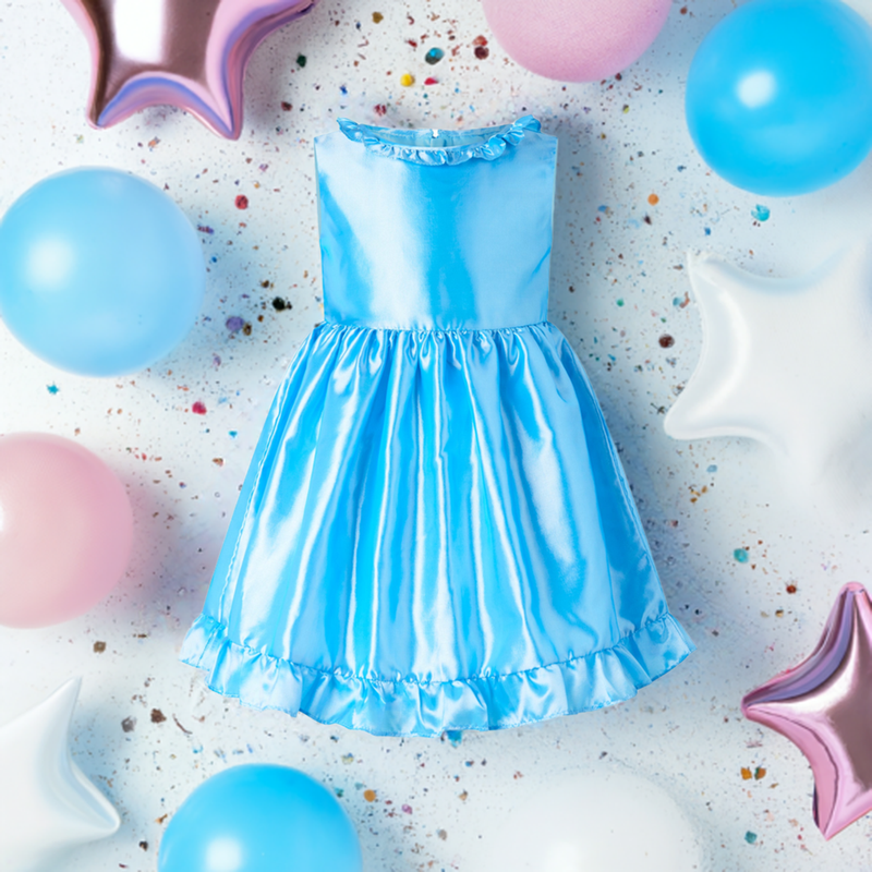 Blue Taffeta Frill Dress