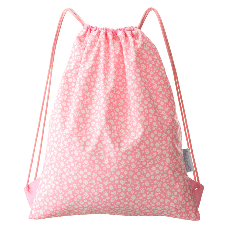 Personalised Pink Floral Drawstring Bag